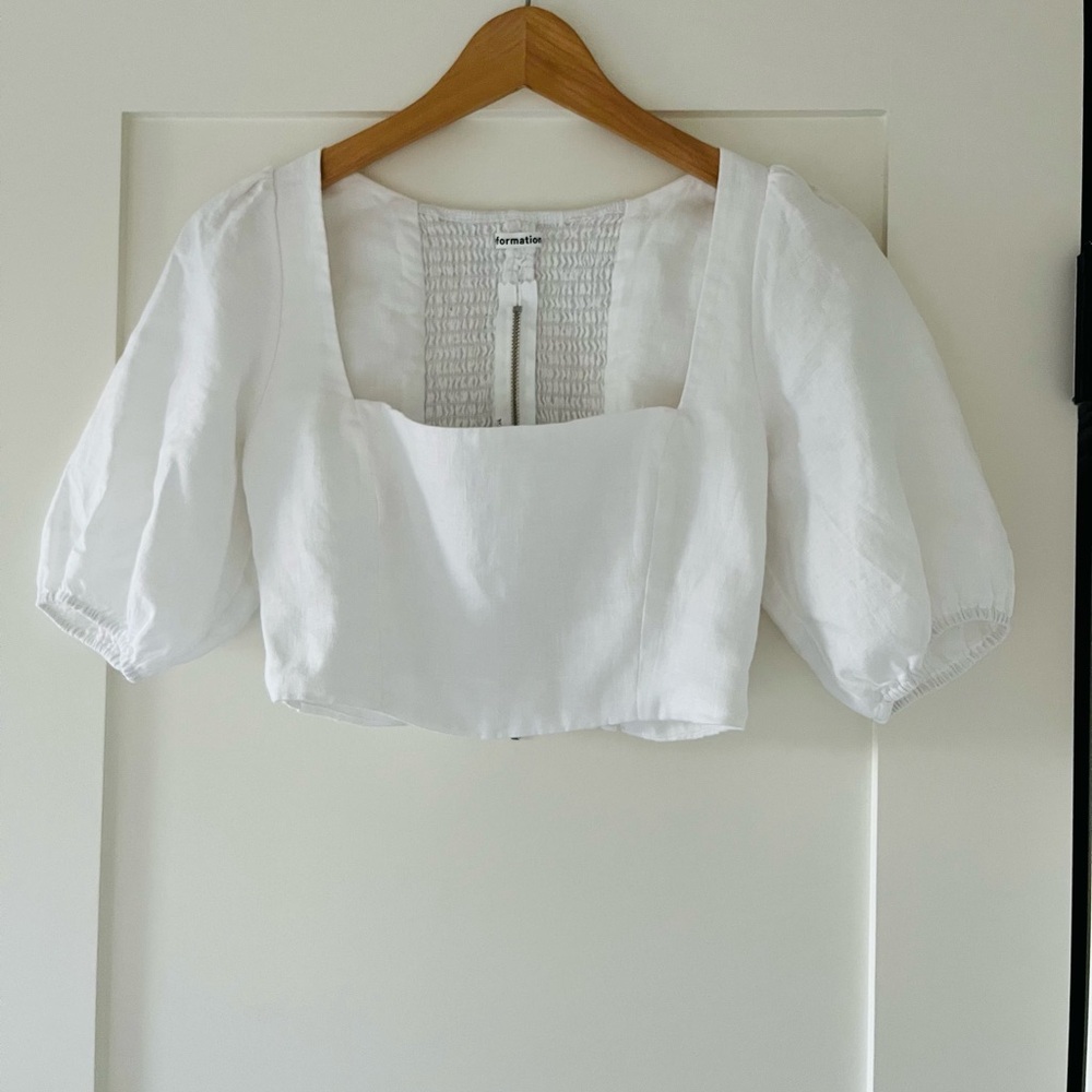 Reformation Whie Linen Crop Top Sz. 2